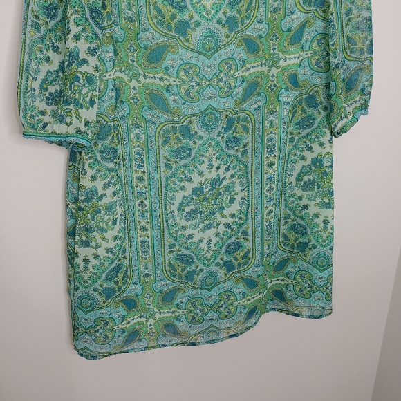 a.n.a. green & blue pasley print midi dress. Size L. - Picture 6 of 6